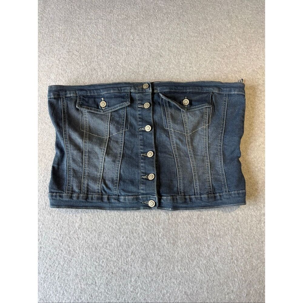 Project Rebel denim strapless bustier tube top XL